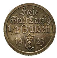 1/2 guldena 1923, Utrecht, Koga, Parchimowicz 59 a, wyśmienity, idealny egzemplarz, patyna