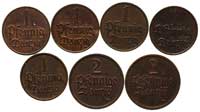 zestaw monet 1 fenig 1923 (I), 1926 (II-), 1929 (II), 1930 (II-), 1937 (II), 2 fenigi 1923 (II), 1..