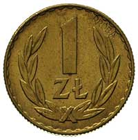 1 złoty 1949, na rewersie wklęsły napis PRÓBA, Parchimowicz P215.b, mosiądz, wybito 100 sztuk, na ..