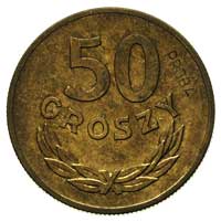 50 groszy 1949, na rewersie wklęsły napis PRÓBA, Parchimowicz P.-209 b, mosiądz 4.88 g, wybito 100..