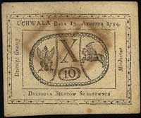 10 groszy miedziane 13.08.1794, Miłczak A9b, Lucow 40 (nie notuje z odwróconym podpisem), napis F...