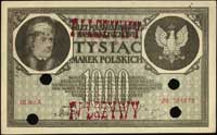 1.000 marek polskich 17.05.1919, III seria A, Miłczak 22i, Lucow 354, fałszerstwo z epoki, czterok..