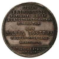 medal zaślubinowy królewicza Fryderyka Augusta z Marią Józefą, 1719, Aw: Napis w dziewięciu wiersz..