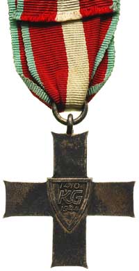 PRL 1952-1989, Order Krzyża Grunwaldu III klasa, srebro 45x45 mm, wstążka, bardzo ładny egzemplarz..