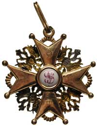 Order Świętego Stanisława, krzyż III klasy, złoto 40x41 mm, 10.08 g, na stronie odwrotnej punca AK..