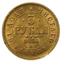 3 ruble 1874, Petersburg, Fr. 164, Bitkin 37, złoto 3.92 g, drobne uszkodzenia rantu, rzadkie