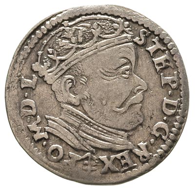 trojak 1585, Wilno, herb podskarbiego pod popiersiem króla, Ivanauskas 786:131