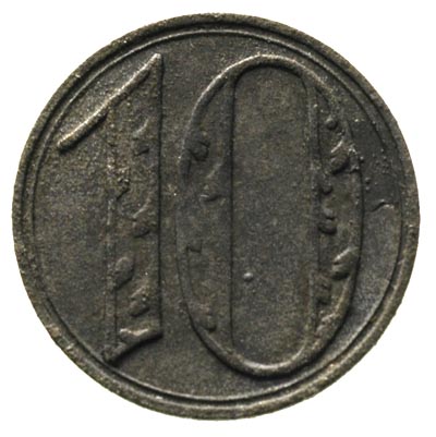 10 fenigów 1920, Gdańsk, na rewersie duża cyfra 10, Parchimowicz 52, ładnie zachowany egzemplarz, rzadkie