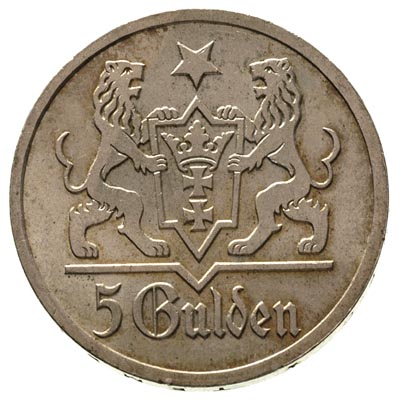 5 guldenów 1927, Berlin, Kościół Marii Panny, Parchimowicz 65 b, rzadszy rocznik, piękny egzemplarz z delikatną patyną