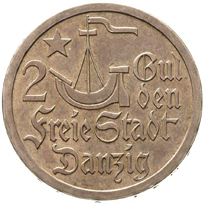 2 guldeny 1923, Utrecht, Koga, Parchimowicz 63 b, rzadkie, moneta wybita stemplem lustrzanym, ładnie zachowany egzemplarz, patyna