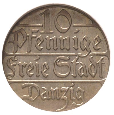 10 fenigów 1923, Berlin, Parchimowicz 57 a, moneta w pudełku GCN z certyfikatem MS 63, bardzo ładny egzemplarz