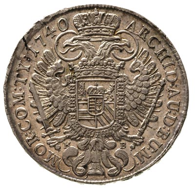 Karol VI 1711-1740, talar 1740 / K.B., Krzemnica, Dav. 1062, minimalnie pęknięty krążek, bardzo ładny