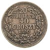 20 kopiejek = 40 groszy 1850, Warszawa, gałązki wieńca związane podwójnie, po obu stronach węzła j..