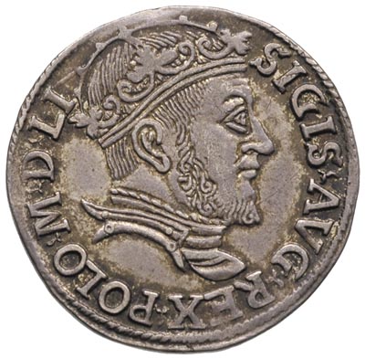 trojak 1547 Wilno, moneta z aukcji Münzen und Medaillen, Bazylea 1998 r. (zbiór Cahna), Ivanauskas 606:90, T. 15, rzadki, bardzo ładnie zachowany egzemplarz, patyna