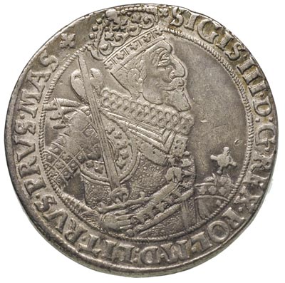 talar 1629, Bydgoszcz, odmiana z herbem podskarbiego pod tarczą herbową, srebro 27.89 g, Dav. 4315, T. 6, patyna