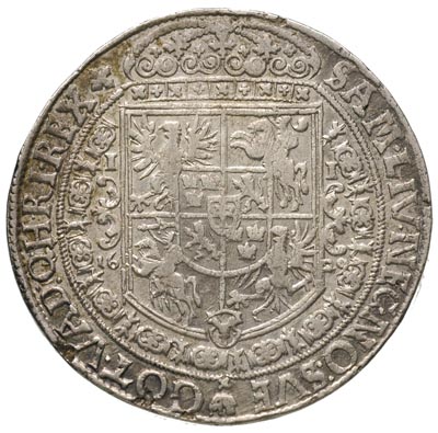 talar 1629, Bydgoszcz, odmiana z herbem podskarbiego pod tarczą herbową, srebro 27.89 g, Dav. 4315, T. 6, patyna