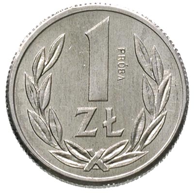 1 złoty 1989, Warszawa, na rewersie wypukły napis PRÓBA, aluminium 0.57 g, Parchimowicz P-222 c, nakład nieznany
