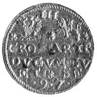 trojak 1597, Mitawa, Aw: Popiersie Fryderyka i napis, Rw: Napis, Kop.III.3a -RR-