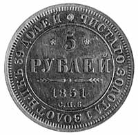 5 rubli 1851, Petersburg, Aw: j.w., Rw: j.w., Fr