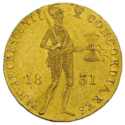 dukat 1831, Warszawa, kropka za pochodnią, złoto 3.50 g, Plage 271, Fr. 114, lekko gięty, ale dość ładny