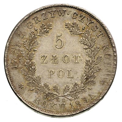 5 złotych 1831, Warszawa, Plage 272, piękny egzemplarz, patyna