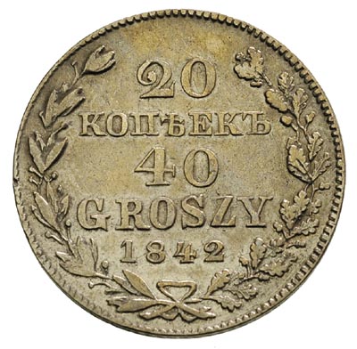 20 kopiejek = 40 groszy 1842, Warszawa, Plage 38