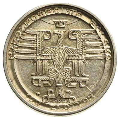 100 złotych 1925, Warszawa, Mikołaj Kopernik, srebro 4.15 g, Parchimowicz P.168.a, wybito 50 sztuk, piękna i bardzo rzadka moneta