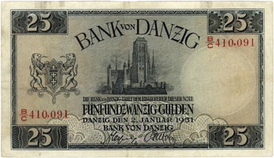 25 guldenów 2.01.1931, seria B/C, Miłczak G49, Ros. 840, rzadkie