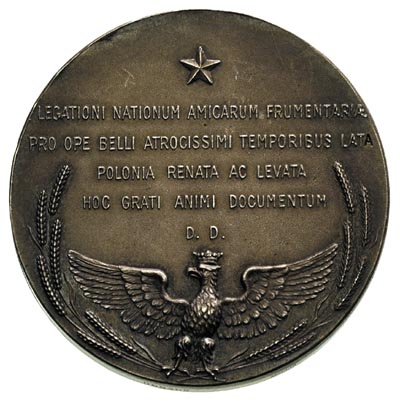 Dostawa zboża z Ameryki dla Warszawy, medal sygn