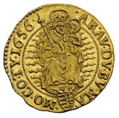 Ferdynand III 1637-1657, dukat 1656 K-B, Krzemnica, złoto, 3.48 g, Huszar 1216, Herinek 288, Fr. 109, bardzo ładnie zachowany