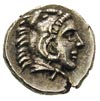 Macedonia, Filip II 359-336 pne, obol, Aw: Głowa Heralkesa w lwiej skórze, Rw: Trójząb, z lewej na..