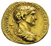 Trajan 98-117, aureus 114-117, Rzym, Aw: Popiersie cesarza w prawo, Rw: Głowa Sola w prawo i napis..
