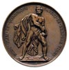 medal patriotyczny autorstwa Barre’a 1832 r., Aw: Nagi muskularny mężczyzna zrywa okowy i napis NU..