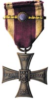 Krzyż Walecznych 1920, na stronie odwrotnej numer 34418, brąz 44 x 44 mm, Krogulec typ 4, ładna pa..