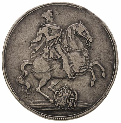 talar wikariacki 1711, Drezno, Aw: Dwa stoły z insygniami, Rw: Król na koniu, 29.01 g, Schnee 1011, Dav. 2654, patyna