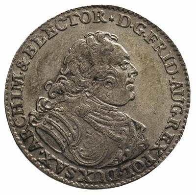 grosz wikariacki 1740, Drezno, Aw: Popiersie kró