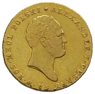 25 złotych 1819, Warszawa, złoto 4.91 g, Plage 14, Bitkin 814 R, Fr. 106, minimalne ryski w tle awersu