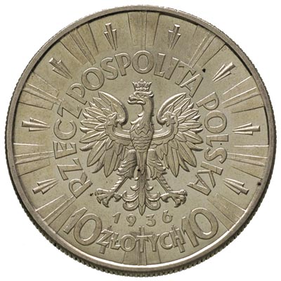 10 złotych 1936, Warszawa, Józef Piłsudski, Parchimowicz 124.c, piękne z dużym blaskiem menniczym