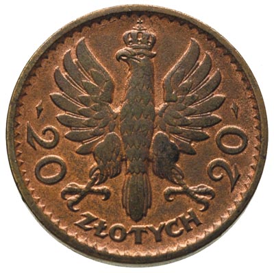 20 złotych 1925, Głowa Kobiety, brąz 4.56 g, Par