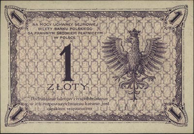 1 złoty 28.02.1919, seria 3.D, Miłczak 47a, Lucow 562 (R4), rzadkie i pięknie zachowane