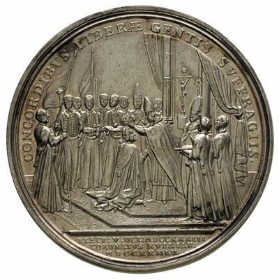 August III - medal koronacyjny autorstwa H.P.Groskurta 1734 r, Aw