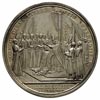 August III - medal koronacyjny autorstwa H.P.Groskurta 1734 r, Aw; Popiersie króla w peruce i w zb..