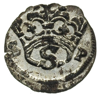 denar bez daty, Kraków, w koronie litera S oraz litery S-P po bokach, H-Cz. 4910 R7, T. 25, bardzo rzadki i ładnie zachowany, moneta z bardzo dużym lustrem menniczym