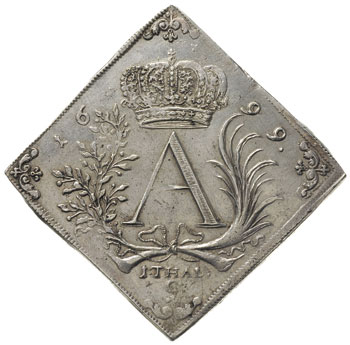klipa strzelecka talara 1699, Drezno, Aw: Monogram, Rw: Herkules, srebro 25.71 g, Schnee 993, Dav. 7657