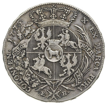 talar 1775, Warszawa, odmiana z napisem LITH, srebro 27.88 g, Plage391, Dav. 1619, na awersie ślady czyszczenia