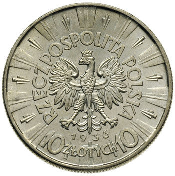 10 złotych 1936, Warszawa, Józef. Piłsudski, Parchimowicz 124.c