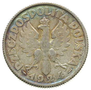 2 złote 1924, Paryż, pochodnia po dacie, Parchimowicz 109.a, piękna patyna, wyśmienity egzemplarz