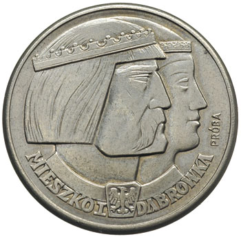 100 złotych 1960, Mieszko i Dąbrówka -głowy, na rewersie wypukły napis PRÓBA, nikiel, Parchimowicz P-343.a,