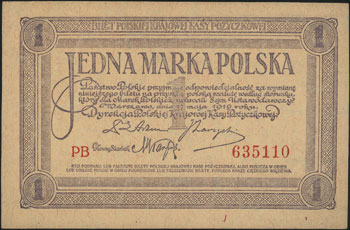 1 marka polska 17.05.1919, seria PB, Miłczak 19a, Lucow 324 (R1)