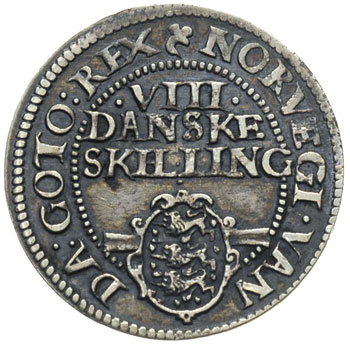 Krystian IV 1588-1648, 8 szylingów 1608, Kopenhaga, Hede 93A, patyna